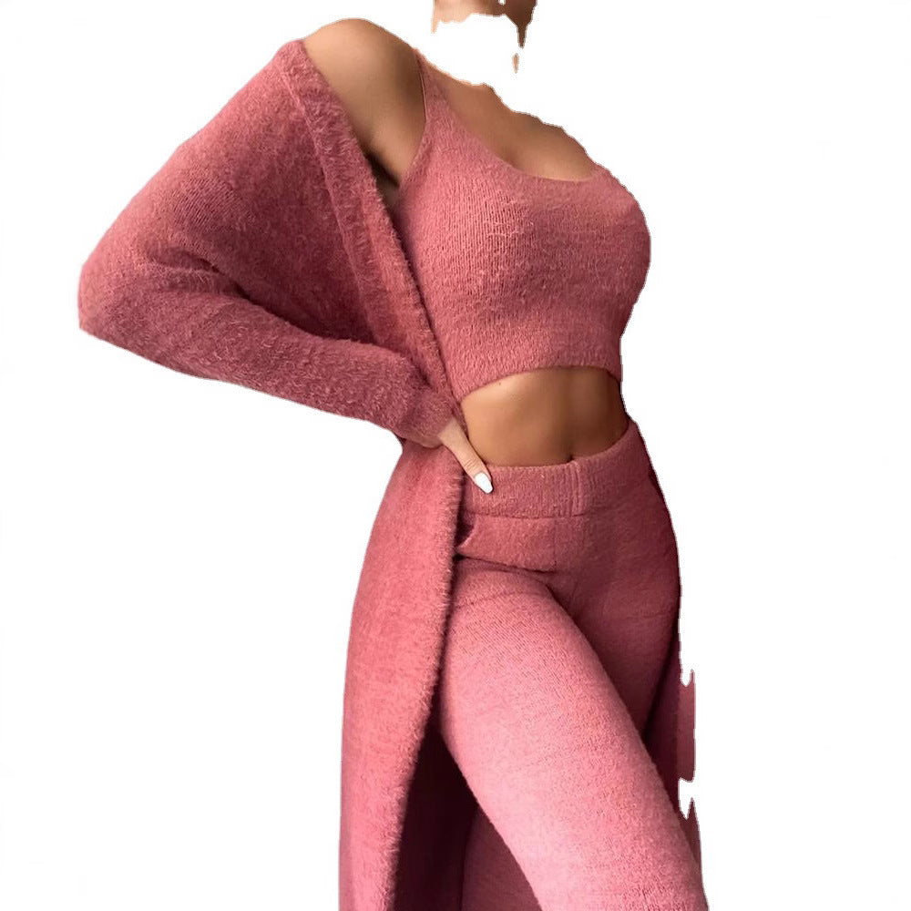 Damer Modernt Lounge-Set med Ärmlös Crop-Top och Lång Cardigan Mirla-Eva Jonsson