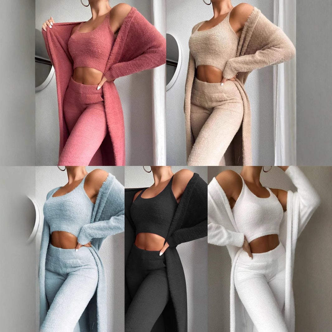 Damer Modernt Lounge-Set med Ärmlös Crop-Top och Lång Cardigan Mirla-Eva Jonsson