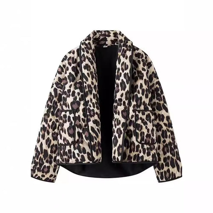 Damer Modestone Leopardjacka med eleganta kantdetaljer Mirla-Eva Jonsson