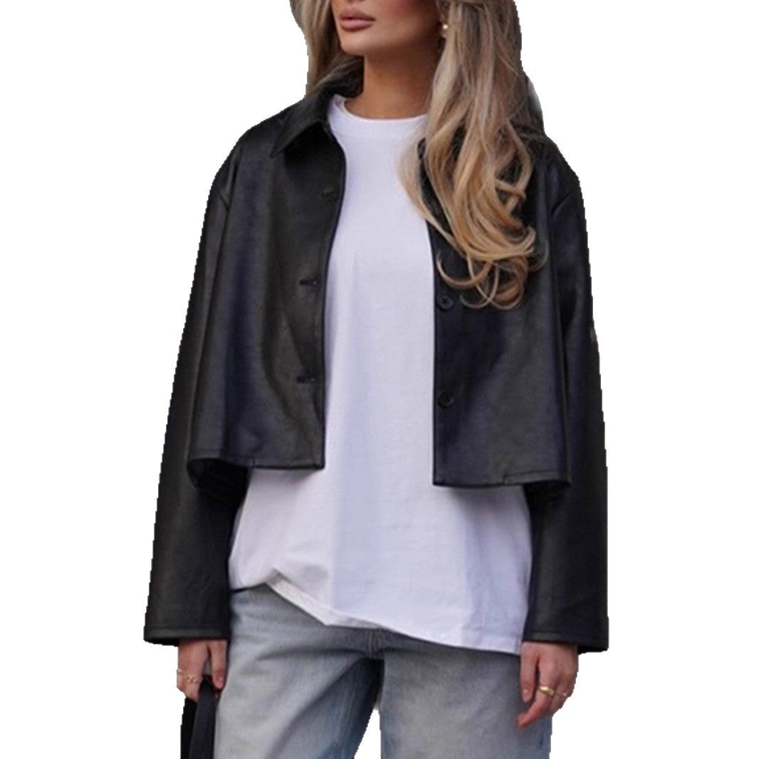 Damer Modett cropped konstläderjacka med stiliga detaljer Eva Jonsson-Eva Jonsson