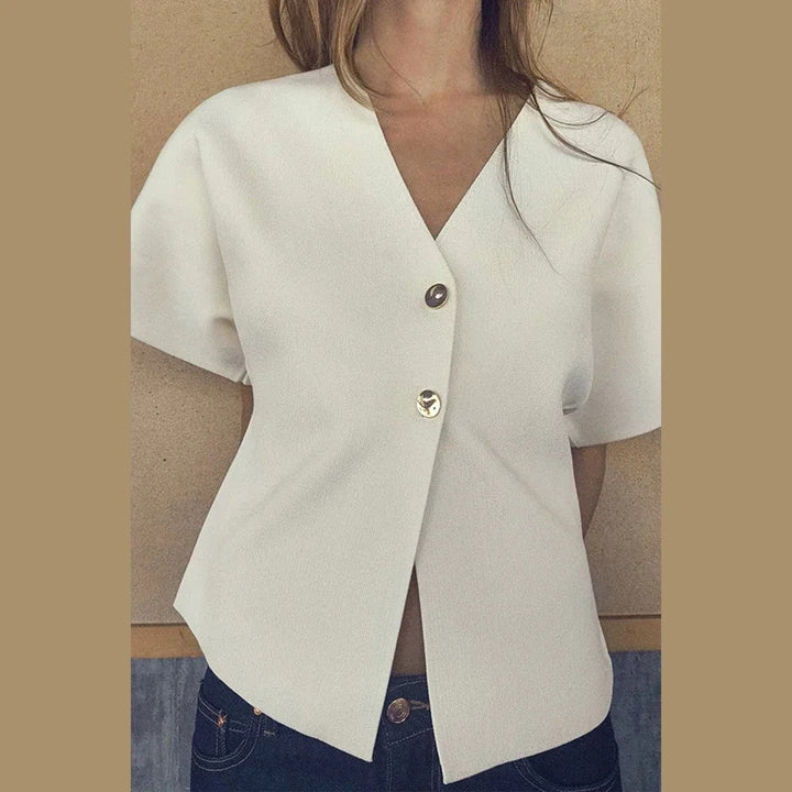 Damer Modig Kort Jacka med Vid Skärning och Dekorativa Knappar Mirla-Eva Jonsson