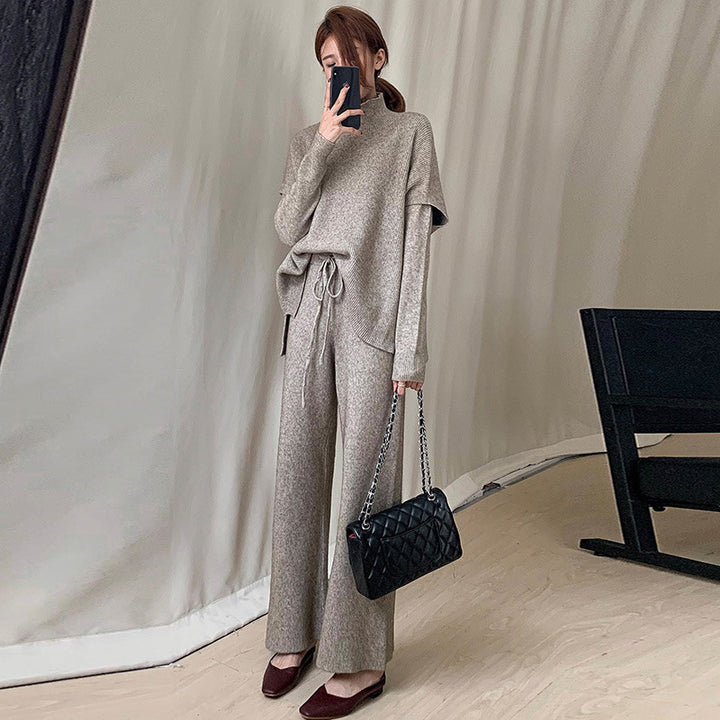 Damer Modig Stickad Känn med oversized Tröja och Vida Byxor Eva Jonsson-Eva Jonsson