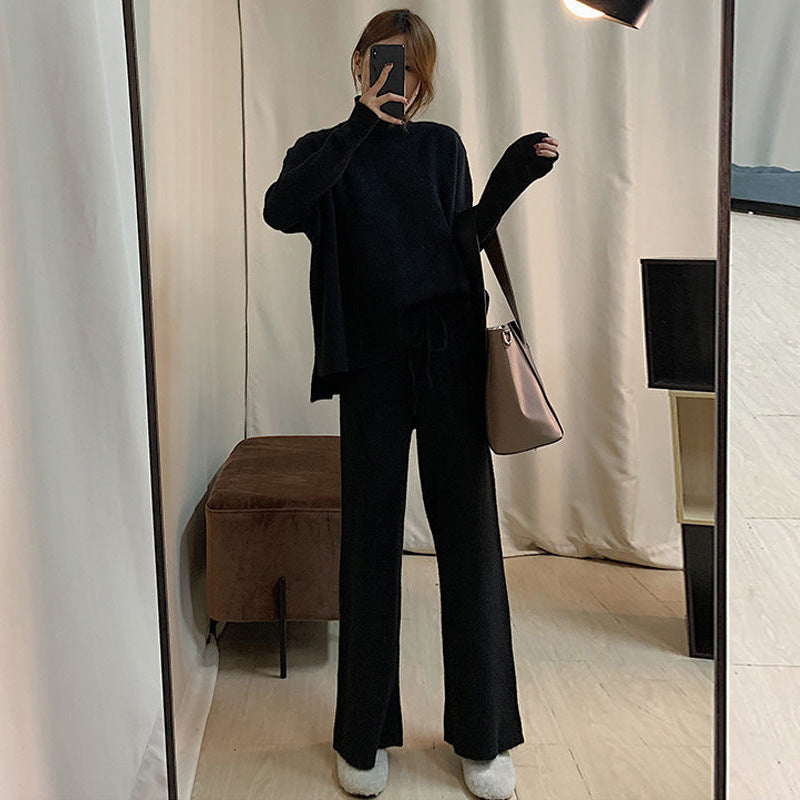 Damer Modig Stickad Känn med oversized Tröja och Vida Byxor Eva Jonsson-Eva Jonsson
