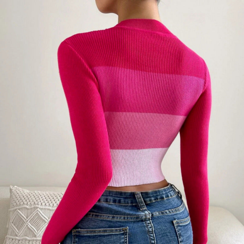 Damer Modig cropped stickad tröja med långa ärmar och färgövergång Mirla-Eva Jonsson