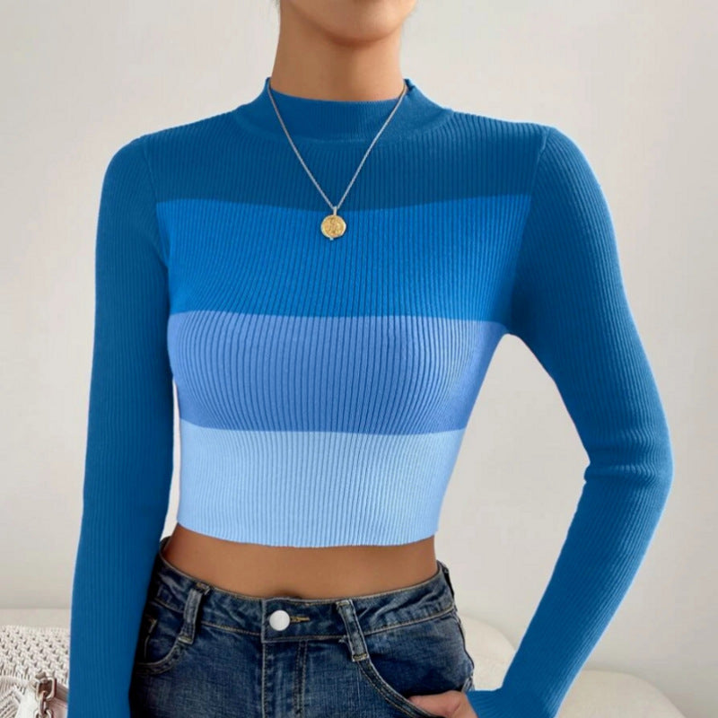Damer Modig cropped stickad tröja med långa ärmar och färgövergång Mirla-Eva Jonsson