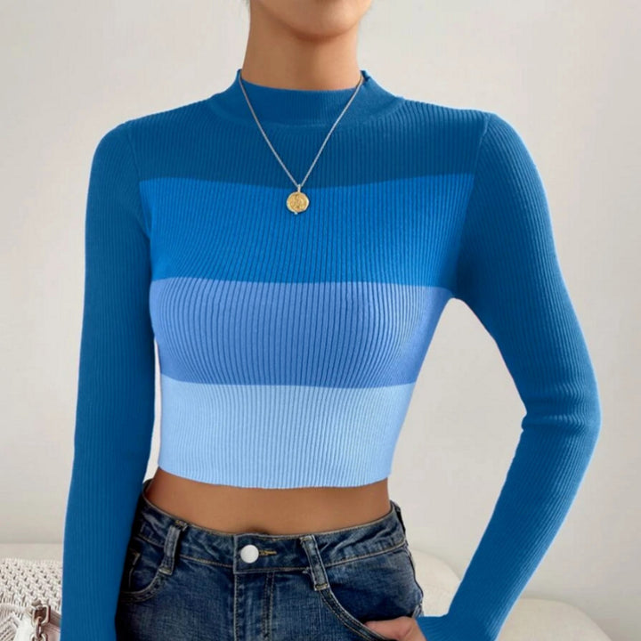 Damer Modig cropped stickad tröja med långa ärmar och färgövergång Mirla-Eva Jonsson