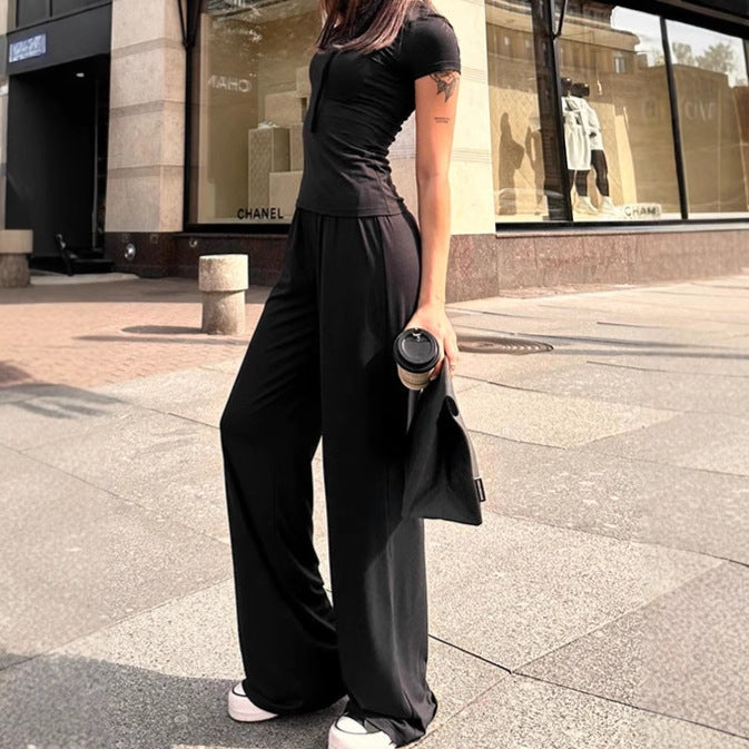 Damer Modigt Långärmad Crop Top och Långbyxor Set Mirla-Eva Jonsson