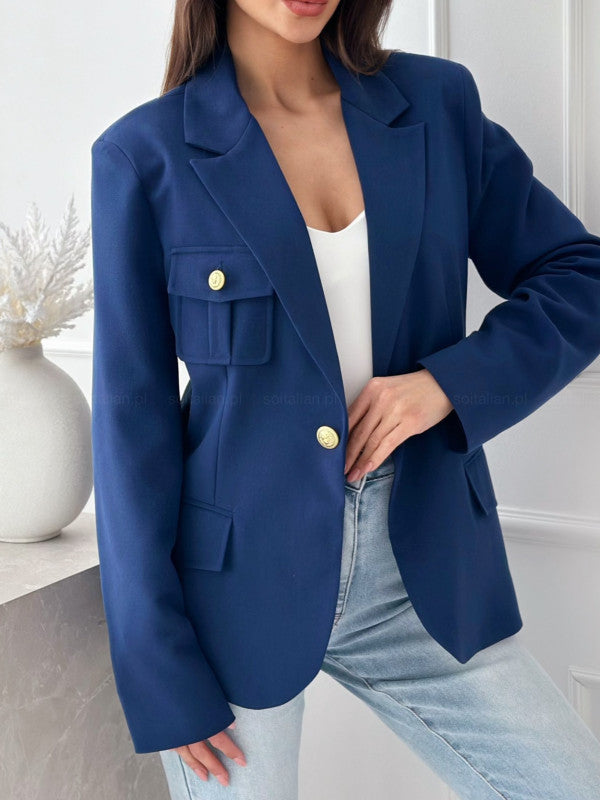 Damer Modisch Blazer med broderade fickor och elegant knapprad Mirla-Eva Jonsson