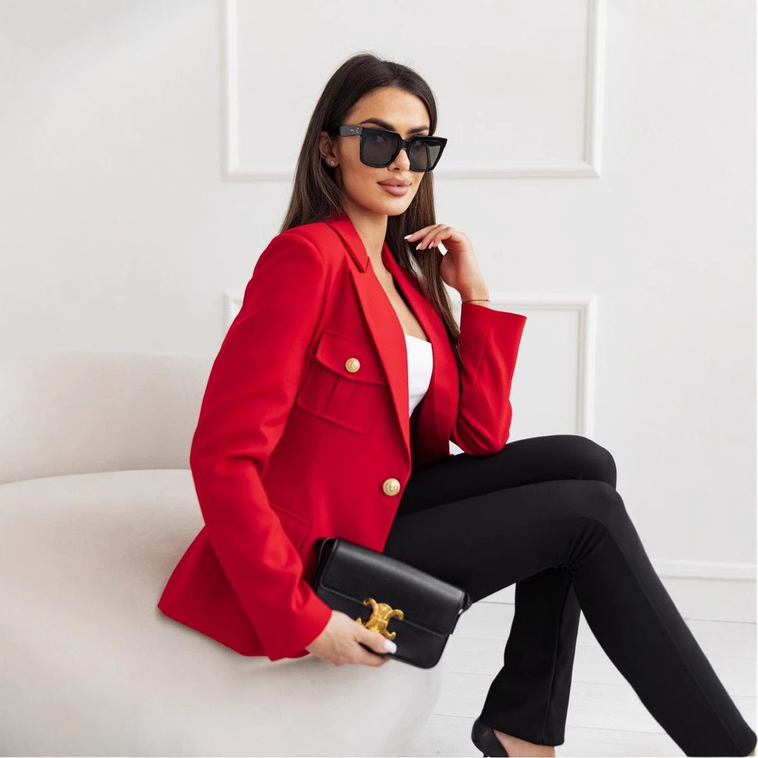 Damer Modisch Blazer med broderade fickor och elegant knapprad Mirla-Eva Jonsson
