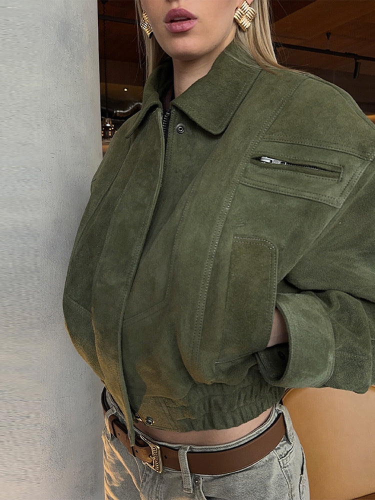 Damer Modisch Mocka Jacka i cropped stil med praktiska fickor Mirla-Eva Jonsson