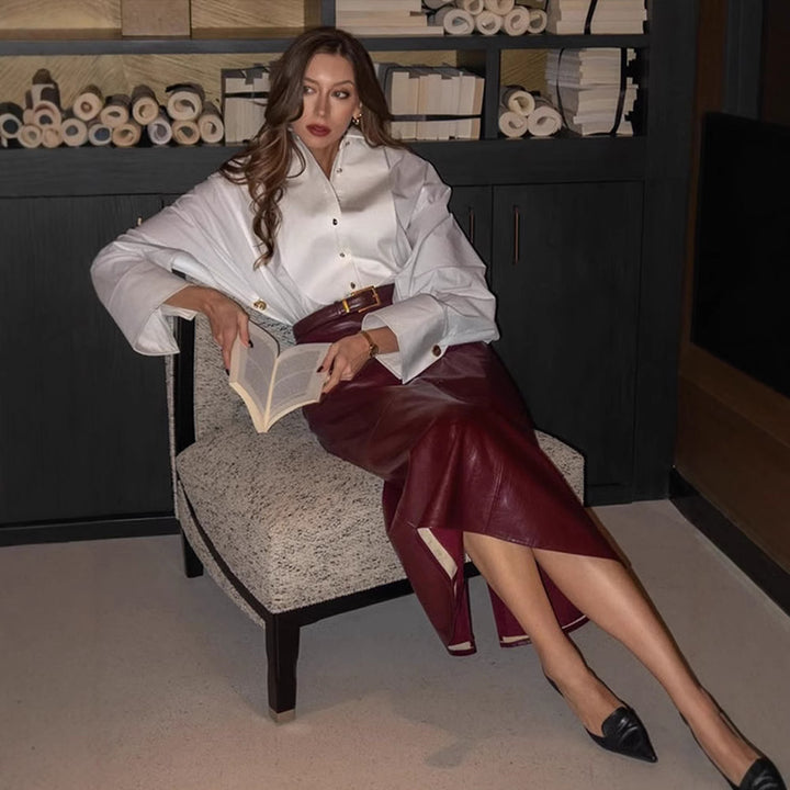 Damer Modischer Oversize-Skjorta med speciella knappar detaljer Mirla-Eva Jonsson