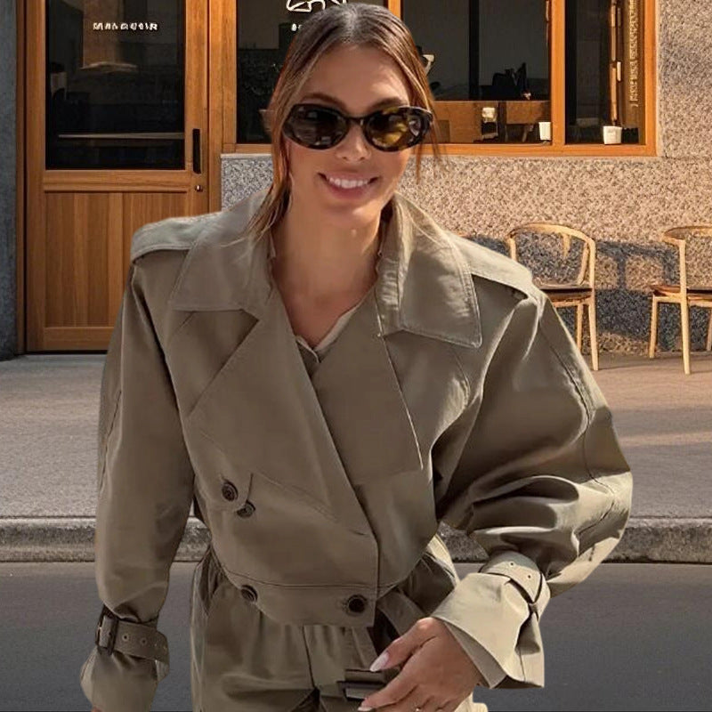Damer Modisk Trenchcoat-jacka med voluminösa ärmar och bälte Eva Jonsson-Eva Jonsson