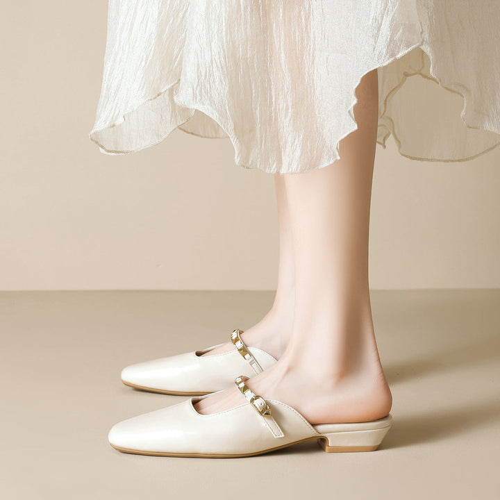 Damer Modiska Slingback-Mules med Elegant Kedjeprydnad och Bekväm Blockklack Mirla-Eva Jonsson