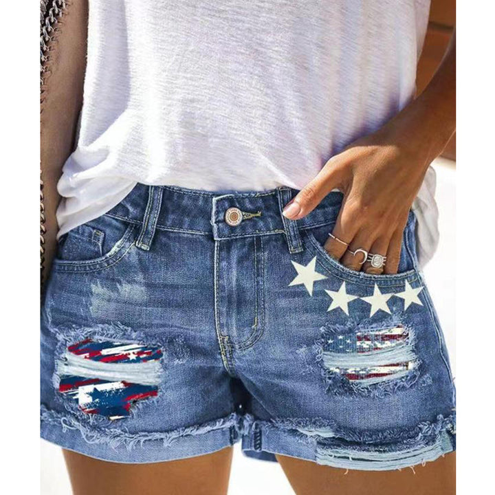 Damer Modiska förstöra denimshorts med kreativa applikationer Mirla-Eva Jonsson