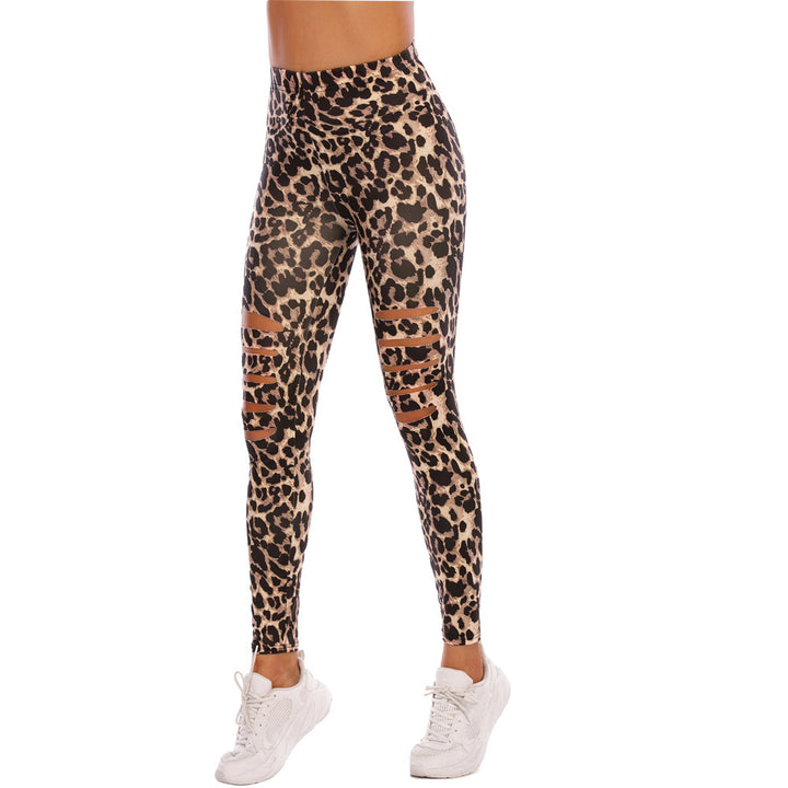 Damer Modiska leggings med cut-outs i leopardmönster Mirla-Eva Jonsson