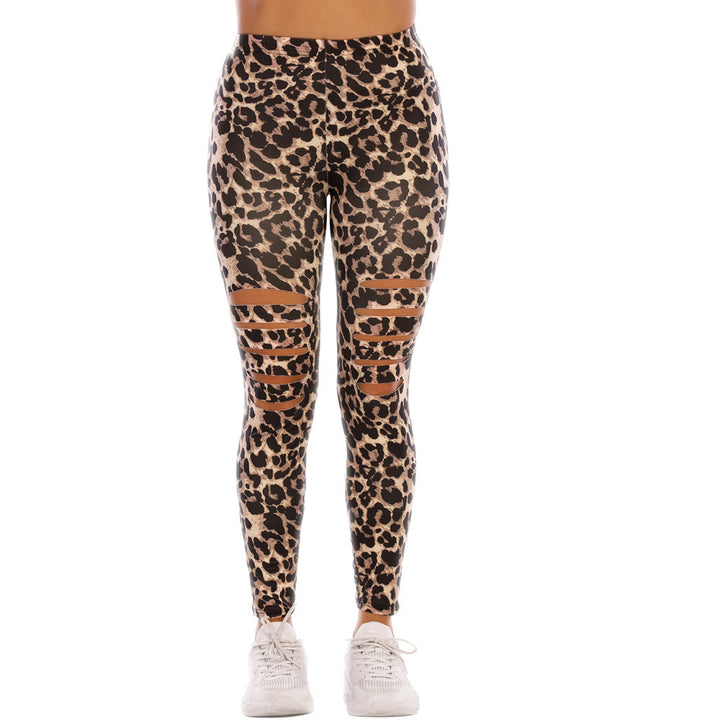 Damer Modiska leggings med cut-outs i leopardmönster Mirla-Eva Jonsson