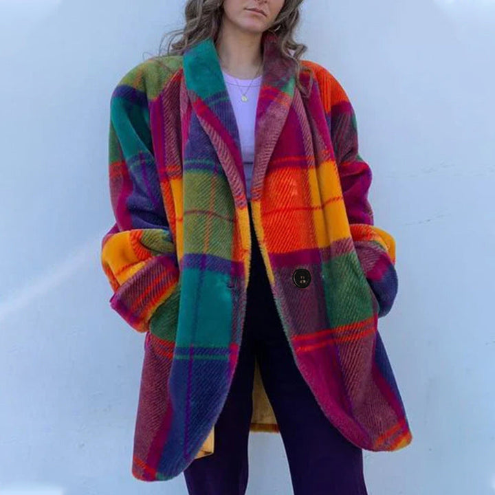 Damer Mönstrad Oversized Kappa med rutmönster och mjukt material Mirla-Eva Jonsson