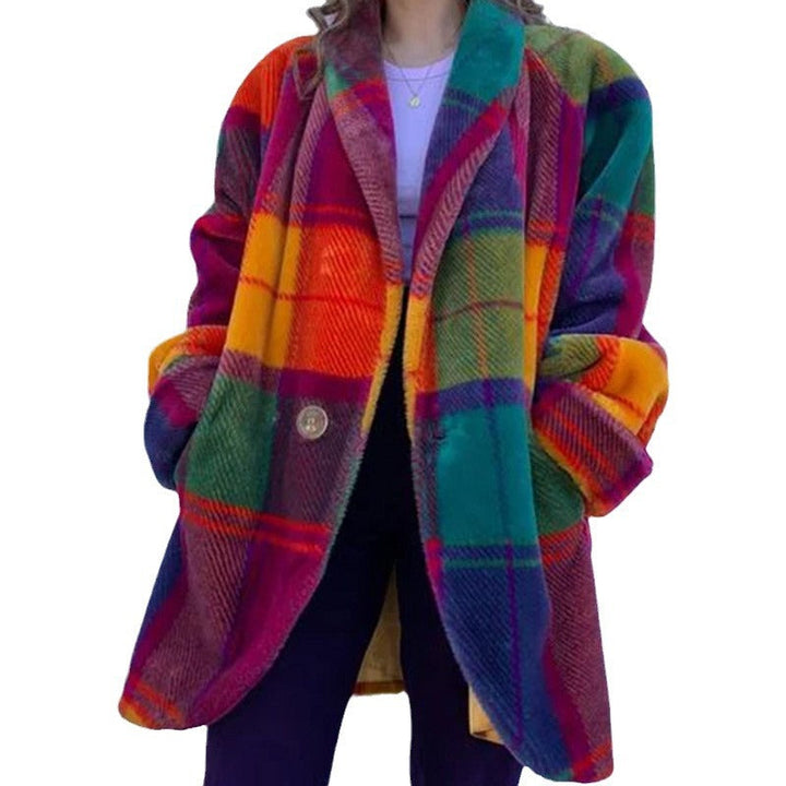 Damer Mönstrad Oversized Kappa med rutmönster och mjukt material Mirla-Eva Jonsson