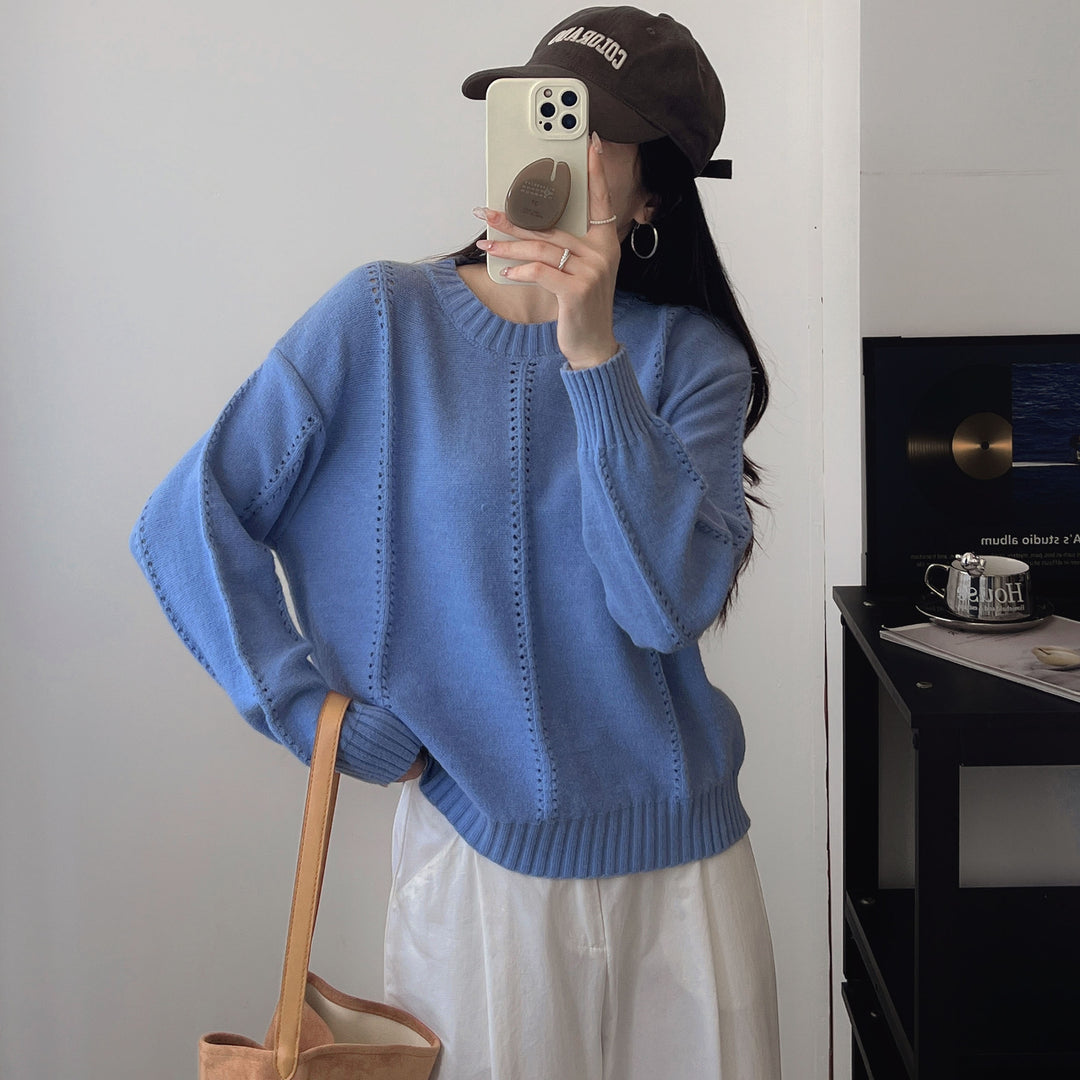 Damer Mönstrad stickad tröja med bekväma oversized snitt Eva Jonsson-Eva Jonsson