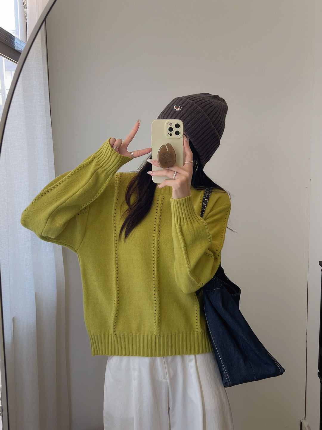Damer Mönstrad stickad tröja med bekväma oversized snitt Eva Jonsson-Eva Jonsson