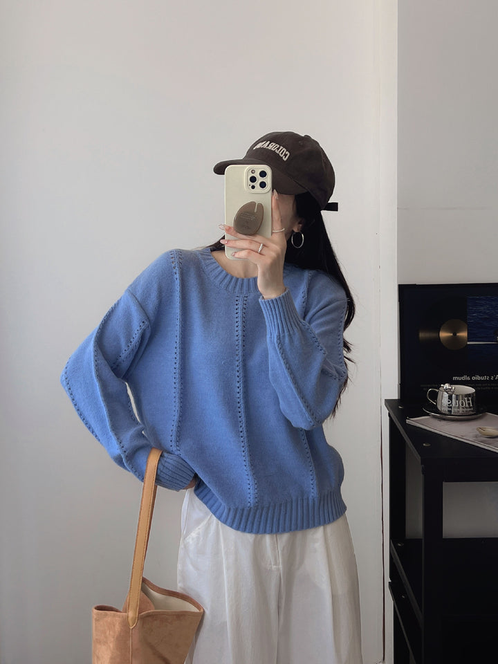 Damer Mönstrad stickad tröja med bekväma oversized snitt Eva Jonsson-Eva Jonsson