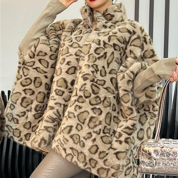 Damer Mysfleece-Poncho i leopardmönster Eva Jonsson-Eva Jonsson