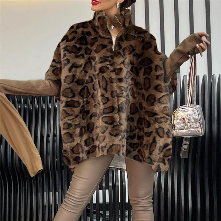 Damer Mysfleece-Poncho i leopardmönster Eva Jonsson-Eva Jonsson