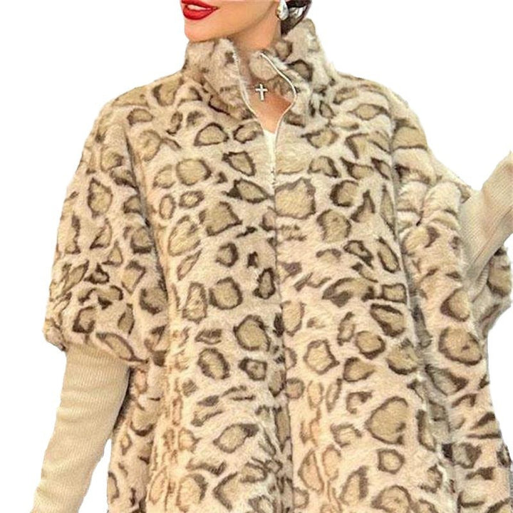 Damer Mysfleece-Poncho i leopardmönster Eva Jonsson-Eva Jonsson