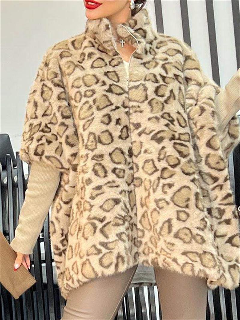Damer Mysfleece-Poncho i leopardmönster Eva Jonsson-Eva Jonsson