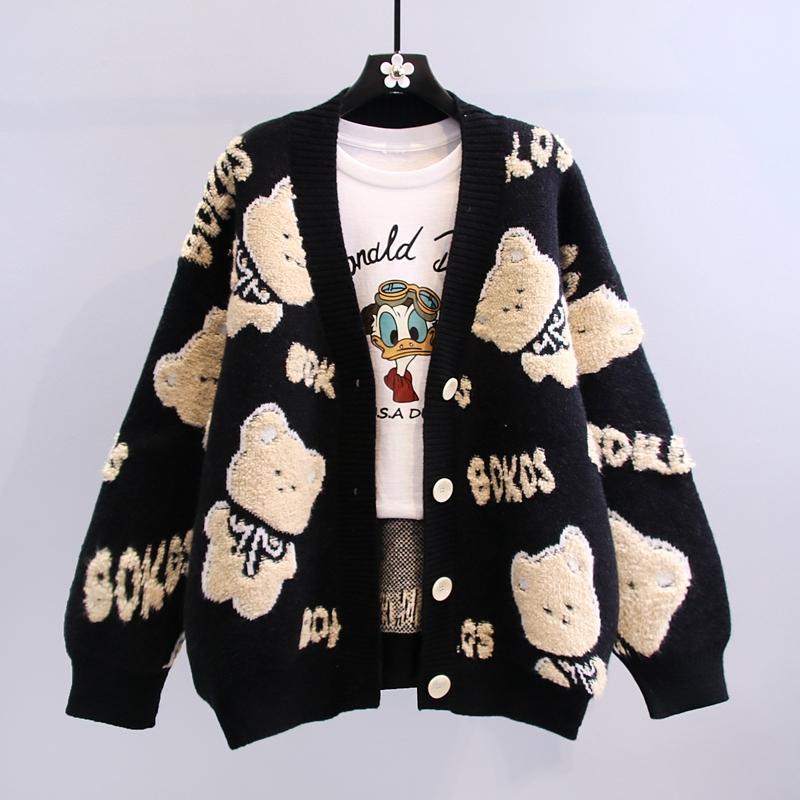 Damer Mysig Cardigan med Björnmotiv Mirla-Eva Jonsson