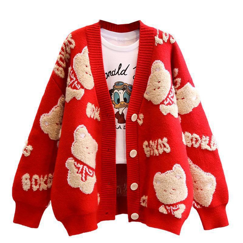 Damer Mysig Cardigan med Björnmotiv Mirla-Eva Jonsson