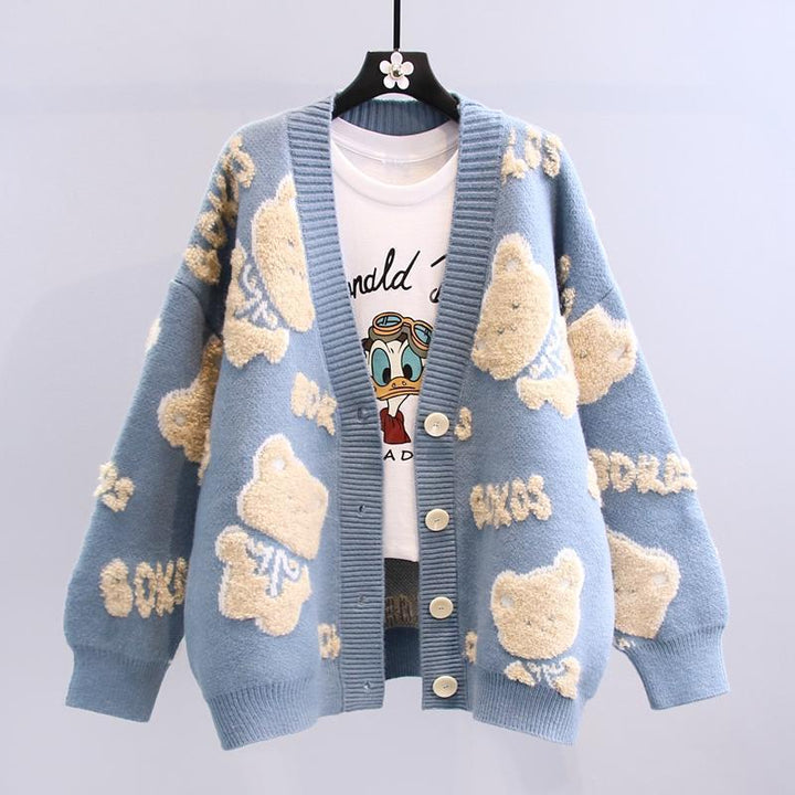 Damer Mysig Cardigan med Björnmotiv Mirla-Eva Jonsson