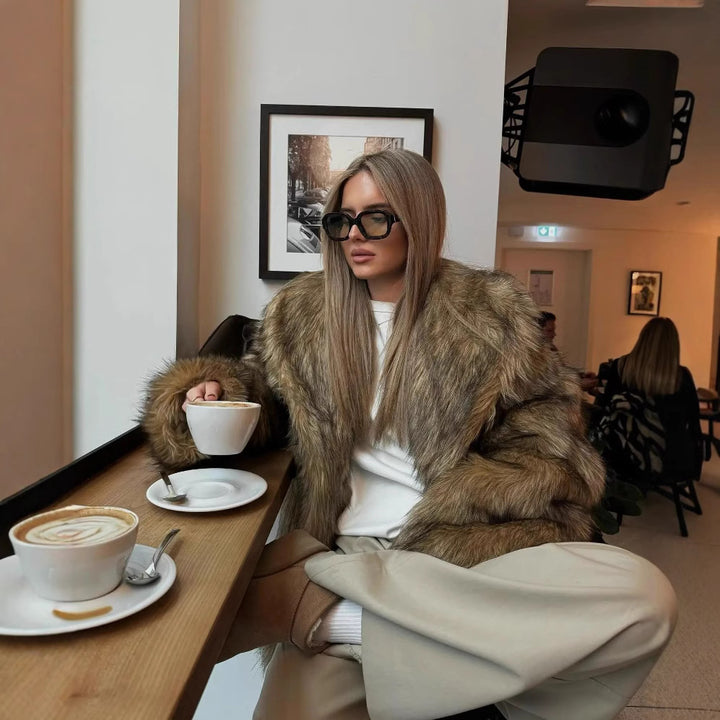 Damer Mysig Faux-Fur Jacka med mjukt Foder Mirla-Eva Jonsson