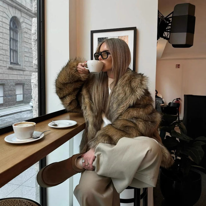 Damer Mysig Faux-Fur Jacka med mjukt Foder Mirla-Eva Jonsson