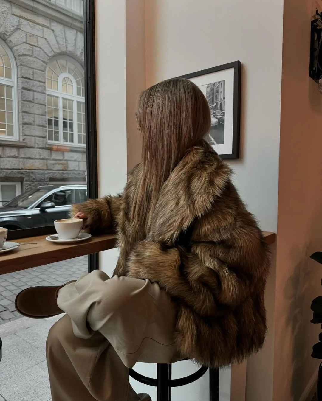 Damer Mysig Faux-Fur Jacka med mjukt Foder Mirla-Eva Jonsson