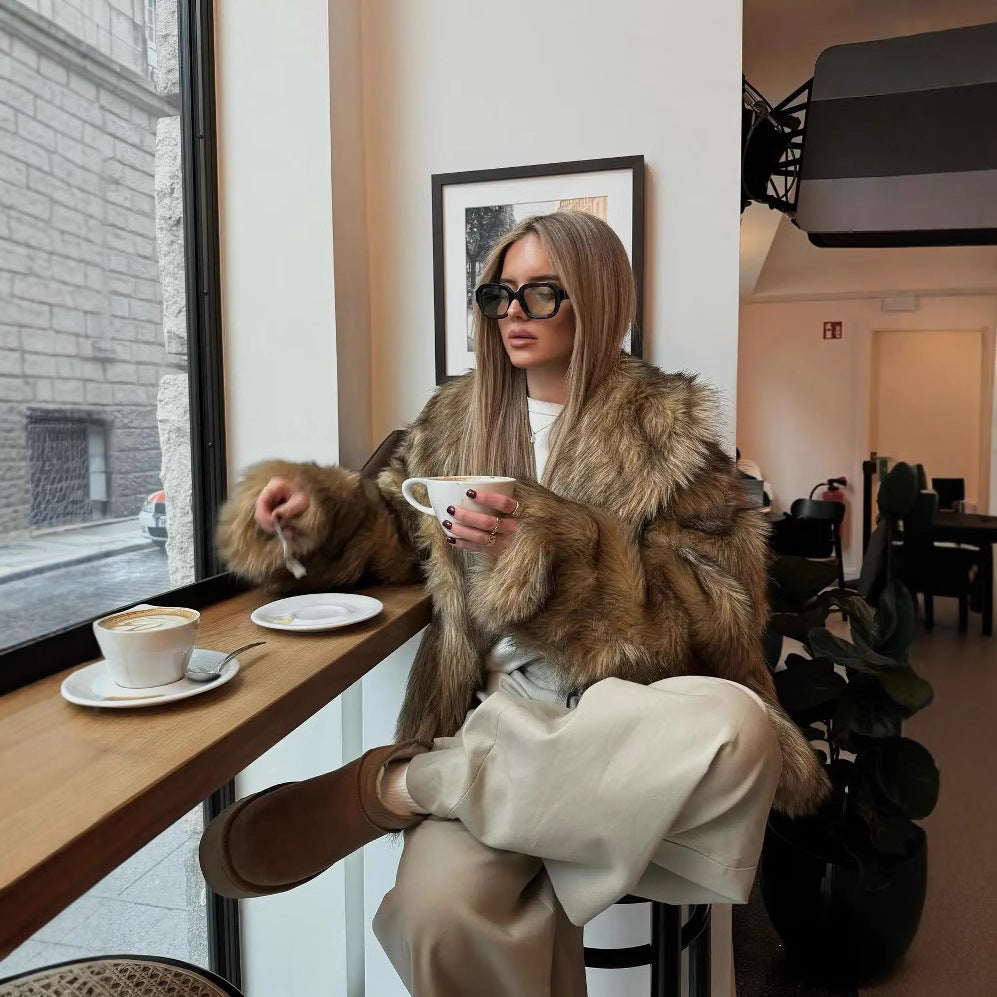 Damer Mysig Faux-Fur Jacka med mjukt Foder Mirla-Eva Jonsson