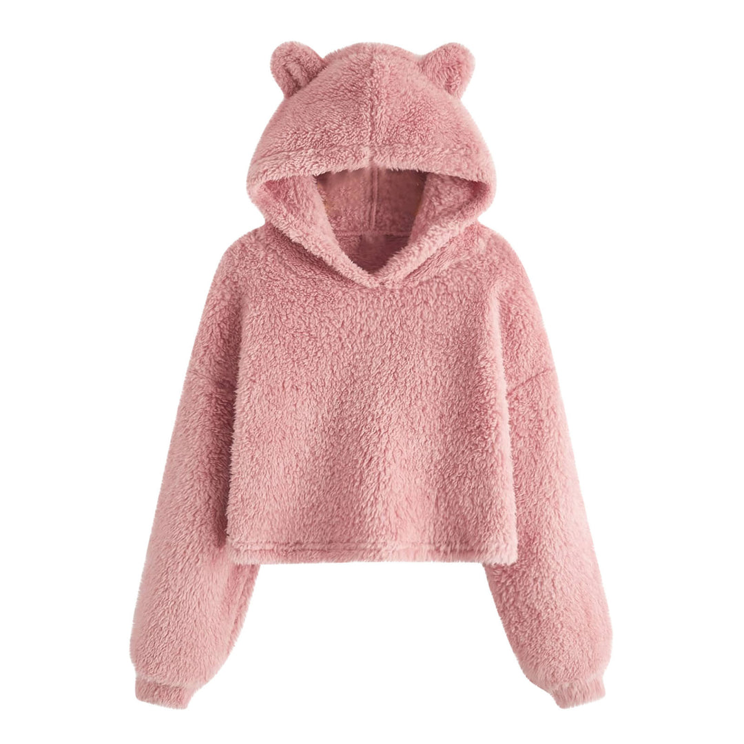 Damer Mysig Fleece Hoodie med Björnöron Mirla-Eva Jonsson