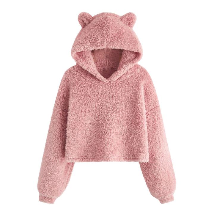 Damer Mysig Fleece Hoodie med Björnöron Mirla-Eva Jonsson