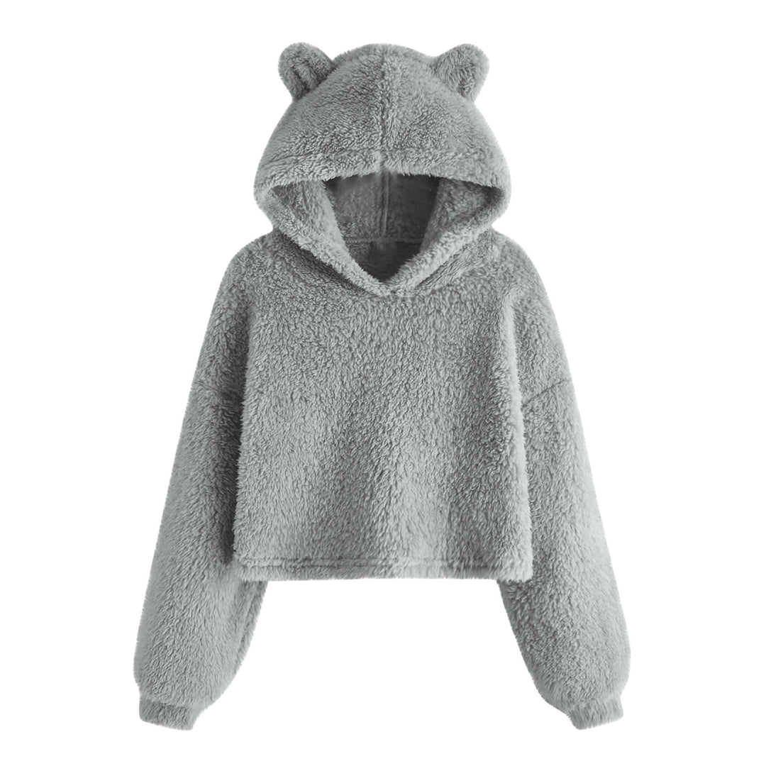 Damer Mysig Fleece Hoodie med Björnöron Mirla-Eva Jonsson