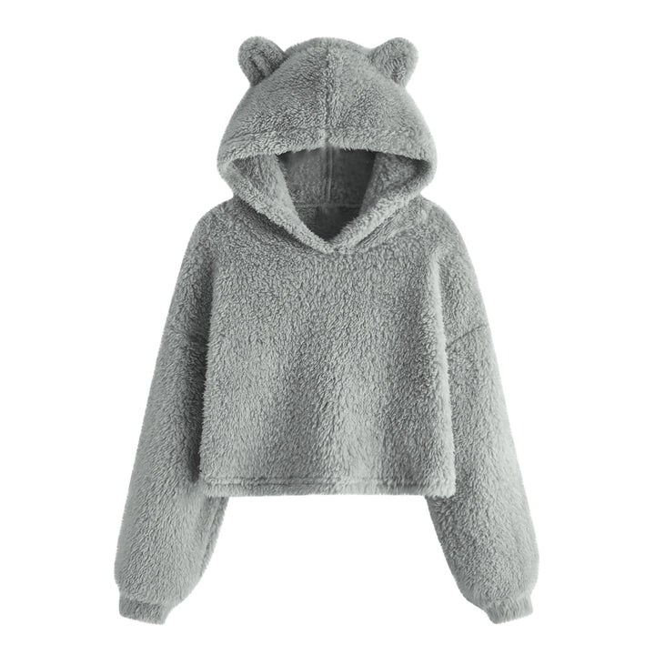 Damer Mysig Fleece Hoodie med Björnöron Mirla-Eva Jonsson