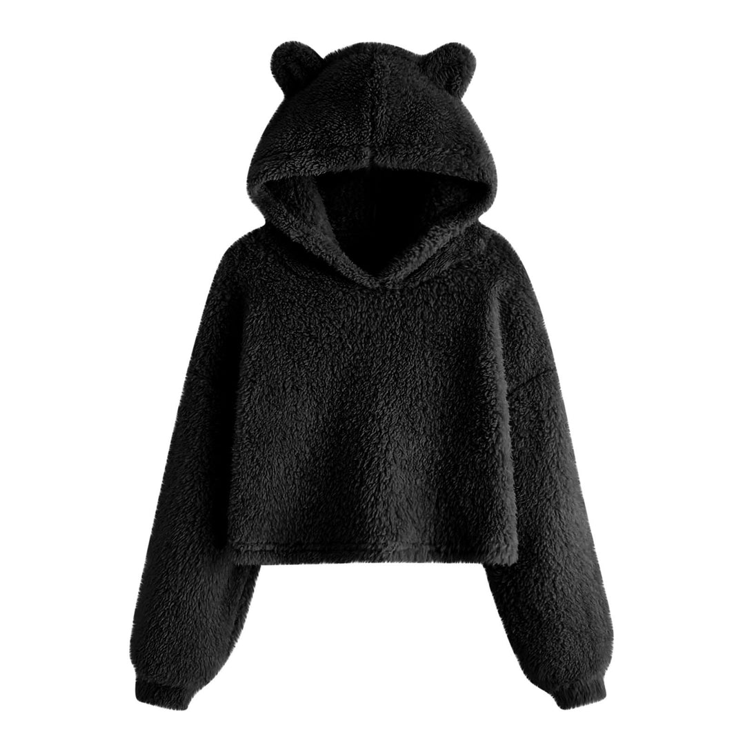Damer Mysig Fleece Hoodie med Björnöron Mirla-Eva Jonsson