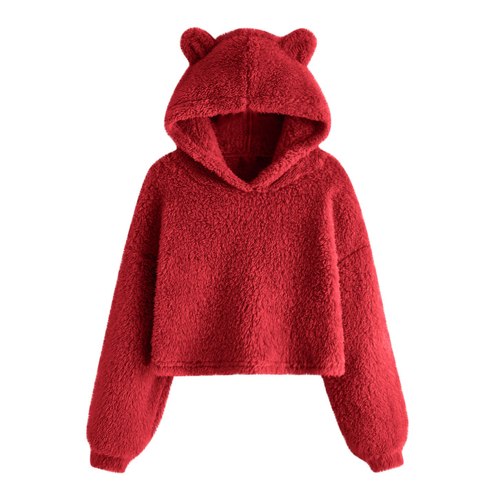 Damer Mysig Fleece Hoodie med Björnöron Mirla-Eva Jonsson