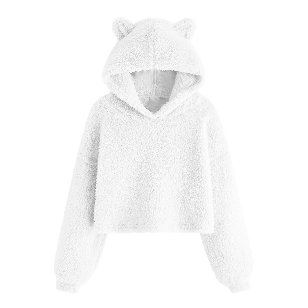 Damer Mysig Fleece Hoodie med Björnöron Mirla-Eva Jonsson