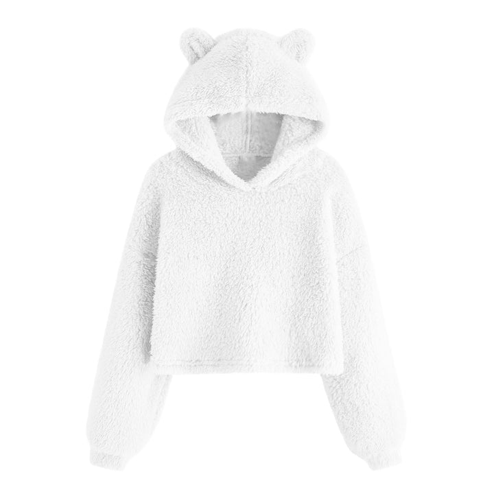 Damer Mysig Fleece Hoodie med Björnöron Mirla-Eva Jonsson