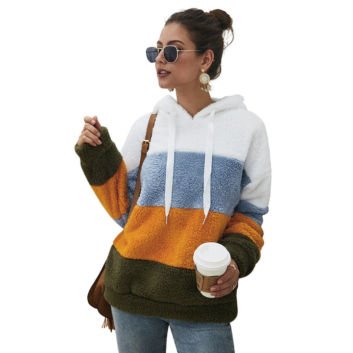 Damer Mysig Fleece-Huvtröja med Färgblockdesign Mirla-Eva Jonsson