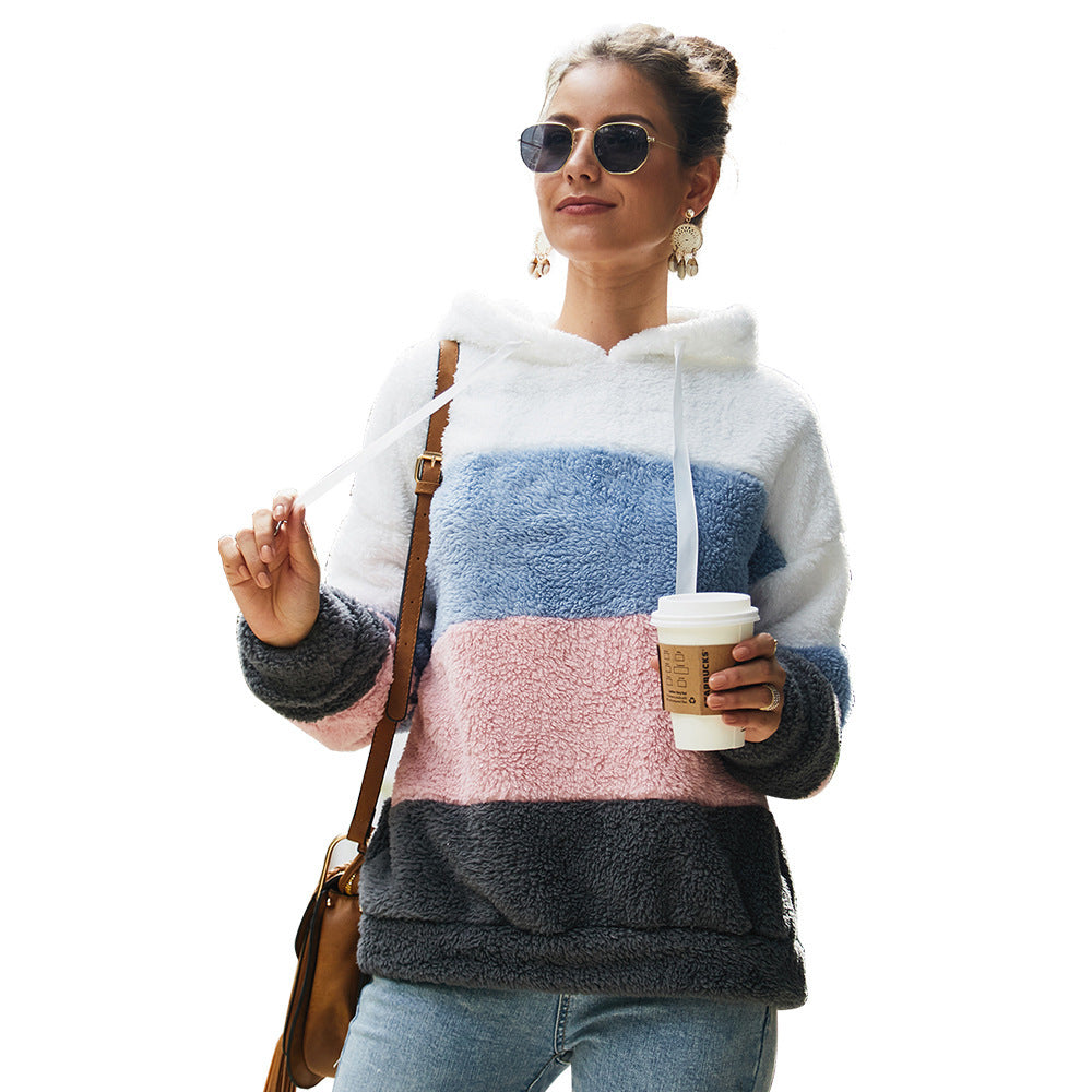 Damer Mysig Fleece-Huvtröja med Färgblockdesign Mirla-Eva Jonsson