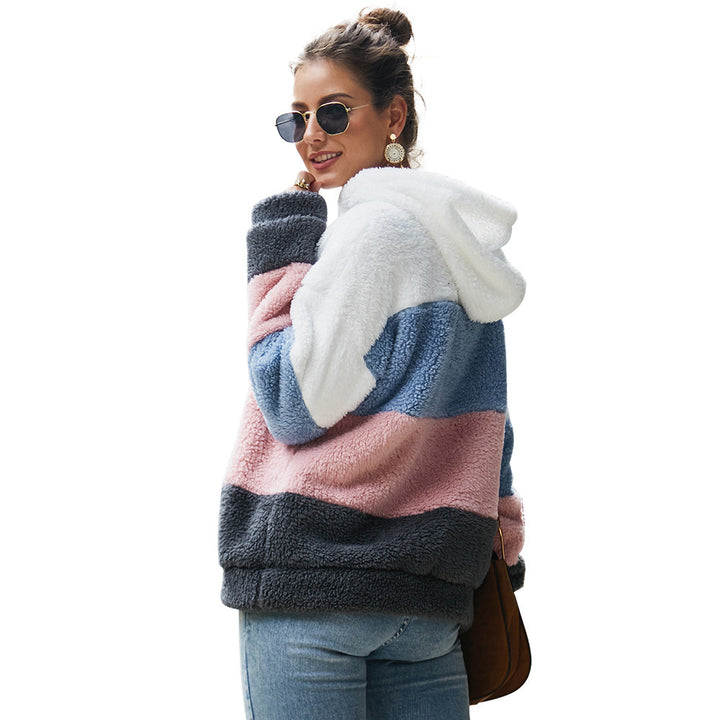 Damer Mysig Fleece-Huvtröja med Färgblockdesign Mirla-Eva Jonsson