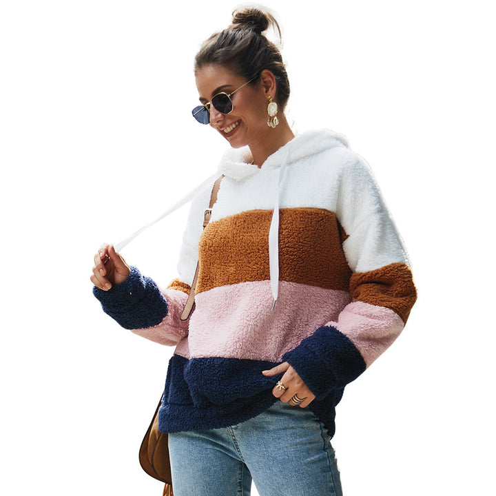 Damer Mysig Fleece-Huvtröja med Färgblockdesign Mirla-Eva Jonsson