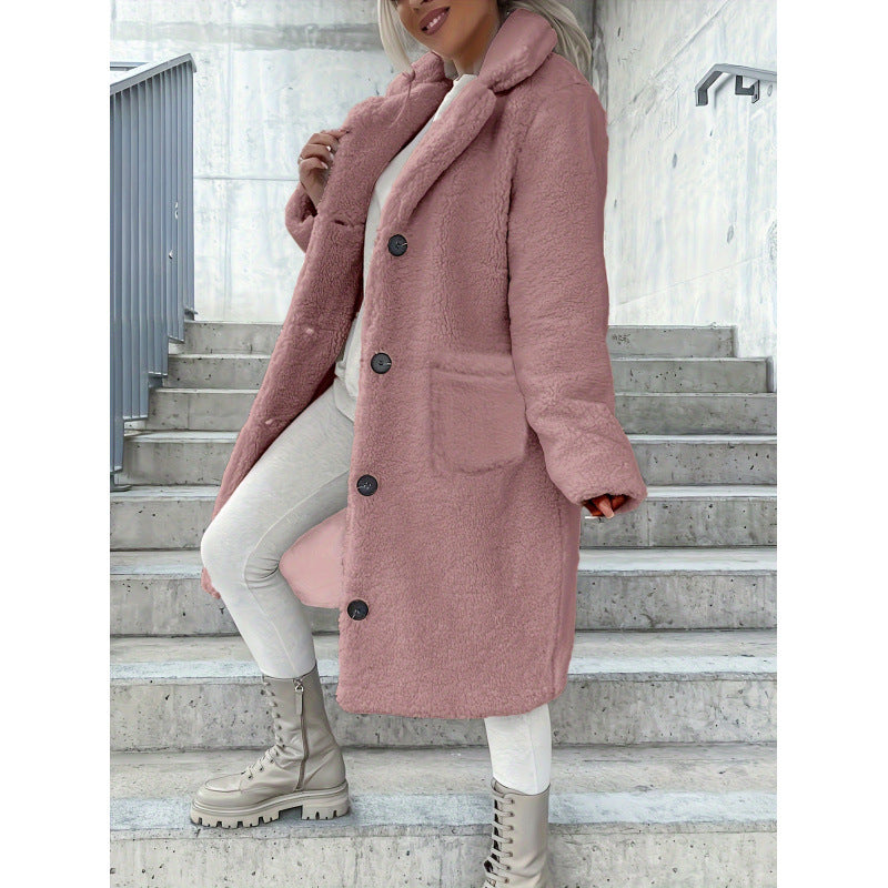 Damer Mysig Fleece-kappa med fickor och knäppning Mirla-Eva Jonsson