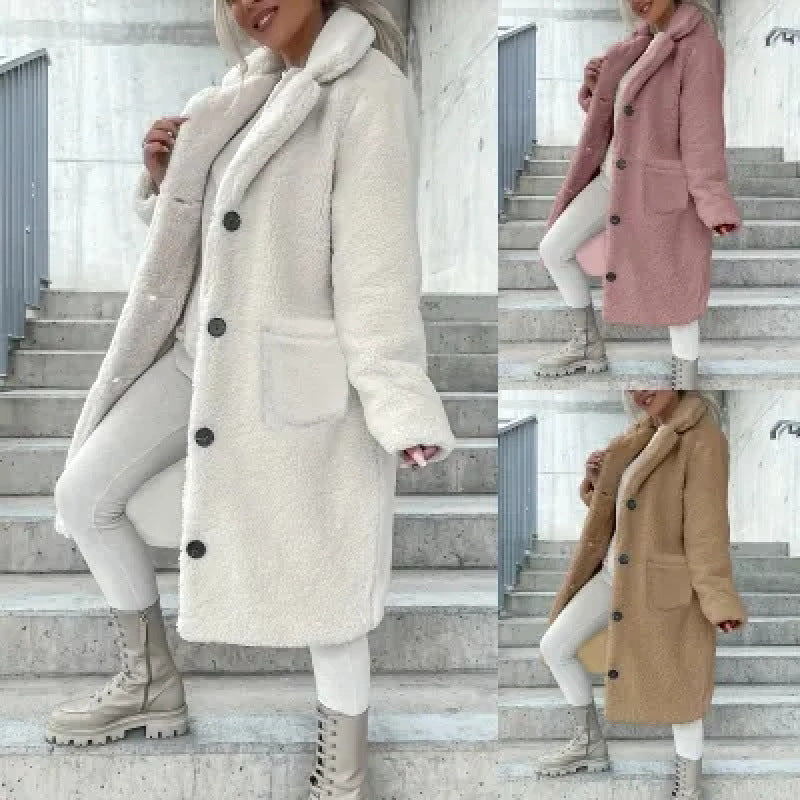 Damer Mysig Fleece-kappa med fickor och knäppning Mirla-Eva Jonsson